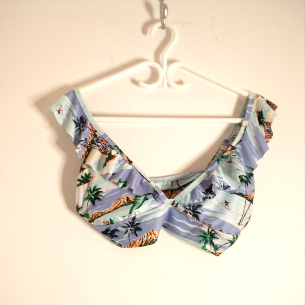 Aerie Ruffle Beach Surfing Bikini Triangle Top Size XL